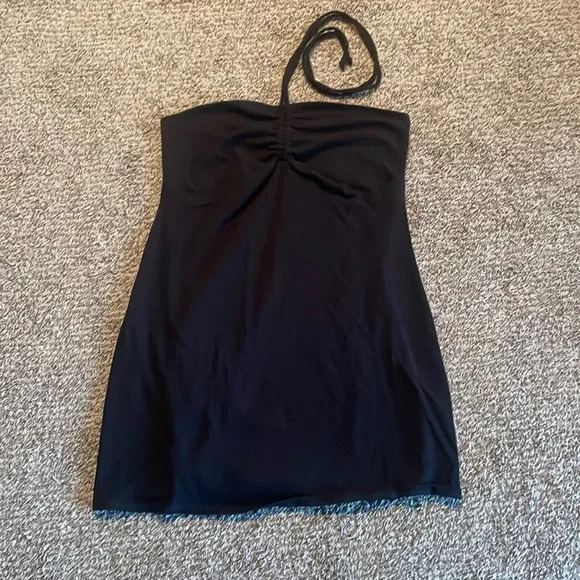 halter cowl neck mini dress Bebe Women's Deep Cowl Neck Mini Halter Dress main image 1